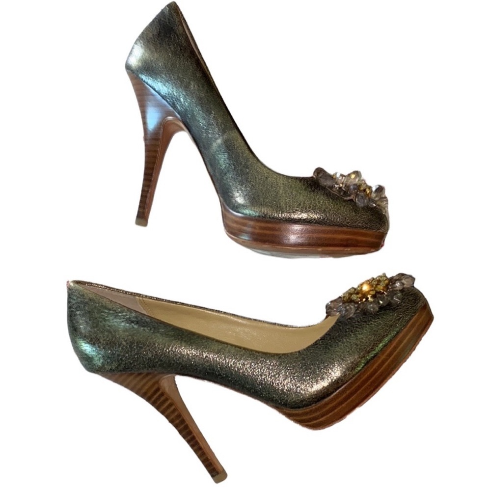 Authentic! Coach Bergen Soft Crackled Gold Heel